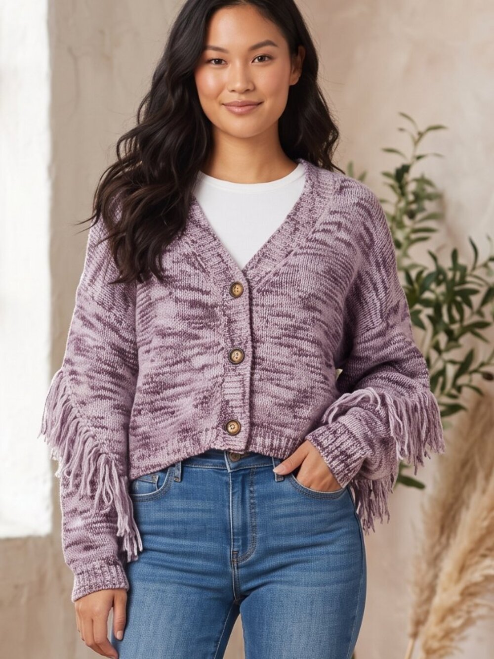 Jessica Simpson Cropped Fringe Cardigan Sweater NWT Small Multicolor Knit